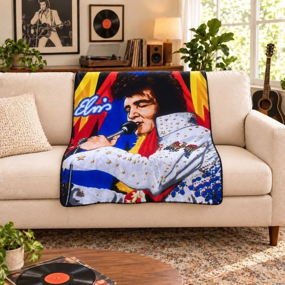 Elvis Presley 2012 polyester fleece the Northwest Company blanket Stain